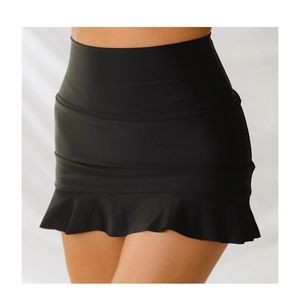 Albion Fit MATTE BLACK HIGH-WAISTED SWIM SKIRT